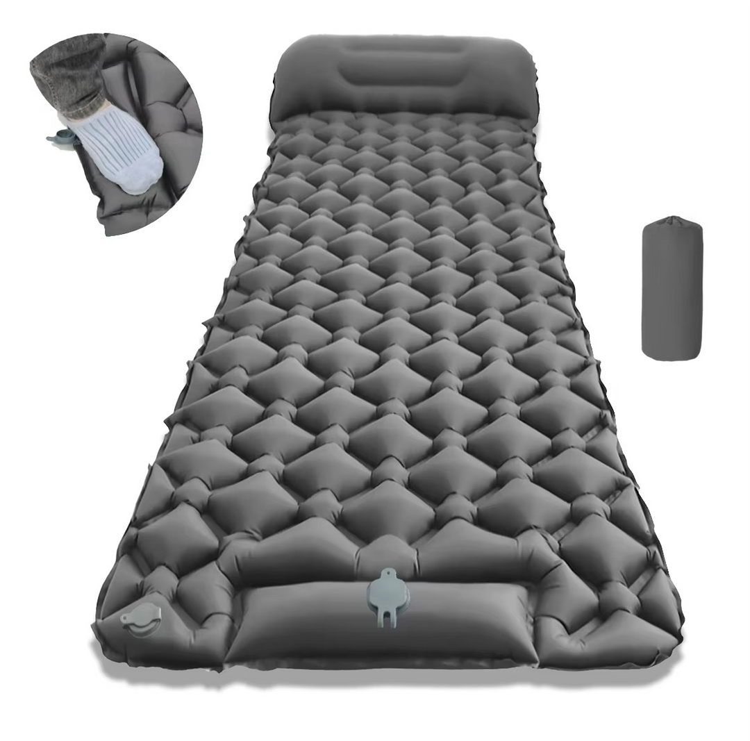 Ultra-comfort oppblåsbar campingmadrass med integrert pute og pumpe Luvikno