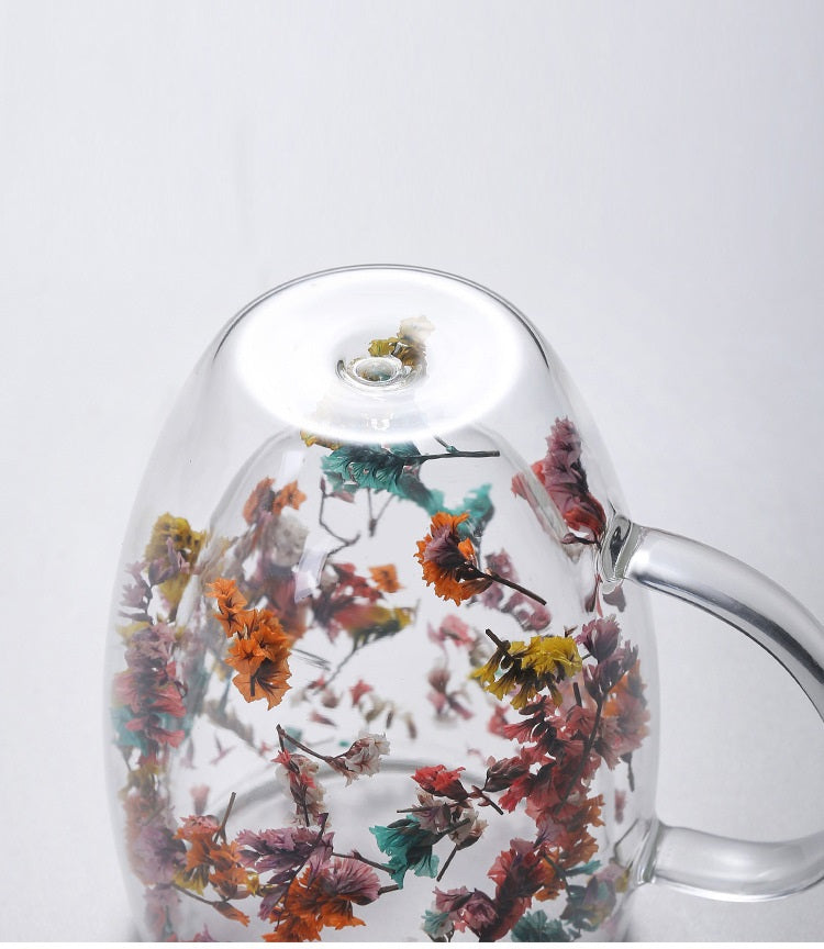 Dobbeltveggede tørkede blomster glasskop