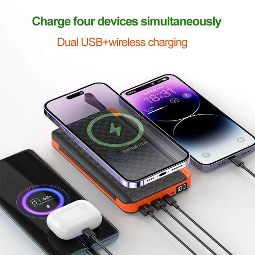 Luvikno | Solkraftbank VoltMate Flip 15W | 10,000/20,000mAh | Trådløs Qi-lading | Solcellepanel sammenleggbar | Vanntett & Støtsikker