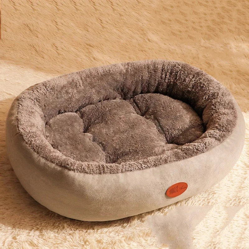 Oval Plush Bed for Dogs & Cats Luvikno