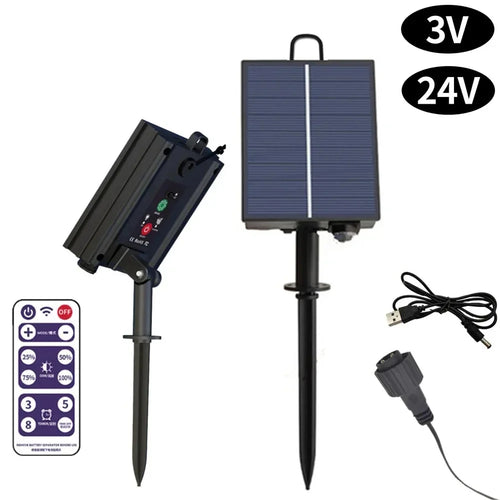 Luvikno | Solkontrollboks LumiBox SolarControl | Med fjernkontroll og 8 lysmoduser | For LED-lenger | Innendørs og utendørs bruk