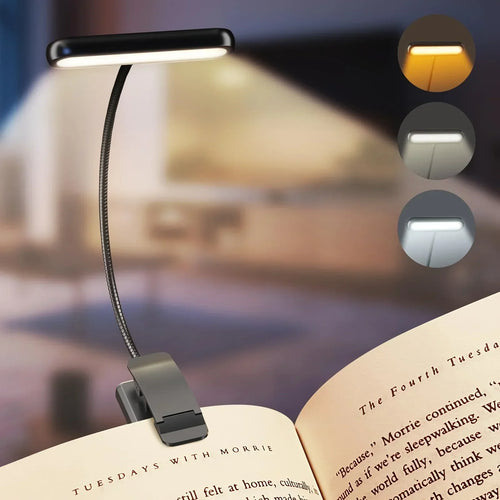 Luvikno | Fleksibel leselampe USB oppladbar med dimmbare lysfarger og klips