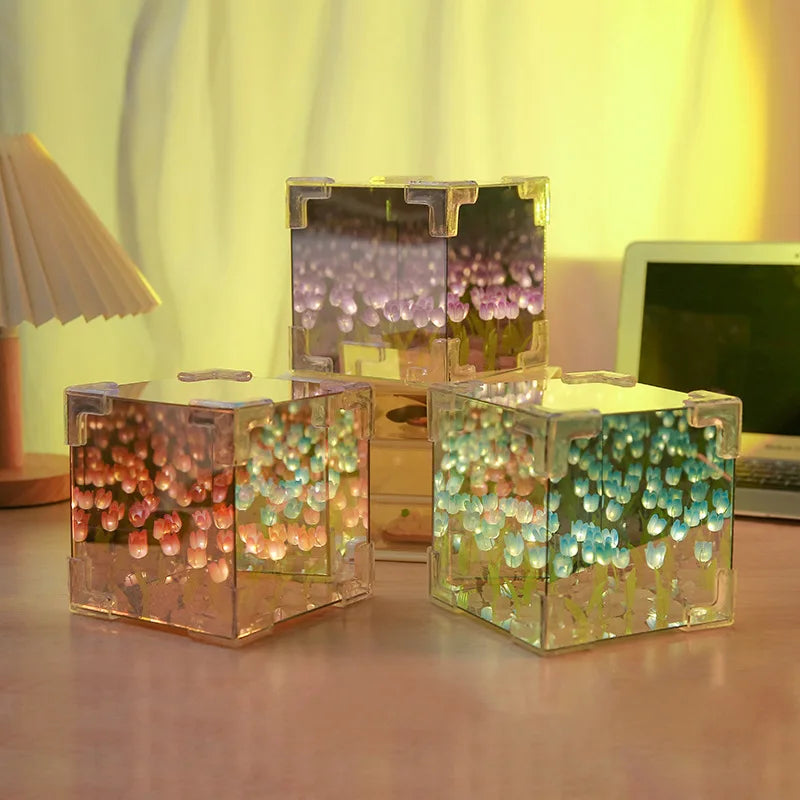 Diy Tulip Flower Sea Cube Lampe