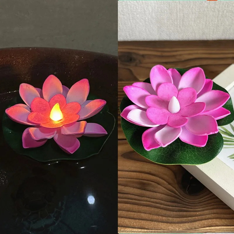 Luvikno | Flytende Lotuslampe LUMILYA | LED Vanntilkobling | Varm hvitt lys | For dam, hage og fester