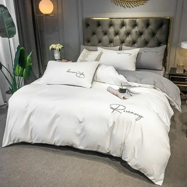 Luvikno | EmbroiLux Sengetøy - Elegant luksus dyne trekk med broderi design