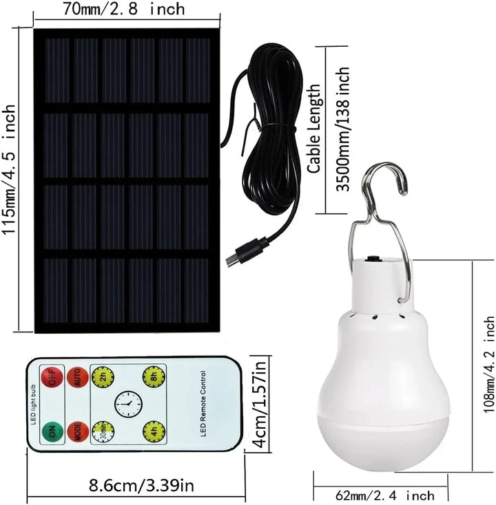 Luvikno | Solar-LED lampe LumiCamp Pro | Oppladbar via USB & Solenergi | Vanntett IP55 | Bærbar nødbelysningsløsning med dimmefunksjon