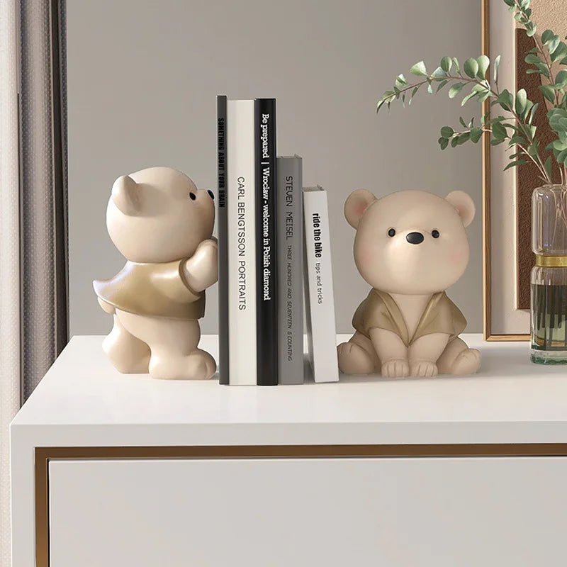 Milo Bear Bokstøtte Dekorativ Figurine i Kremfarge | Luvikno