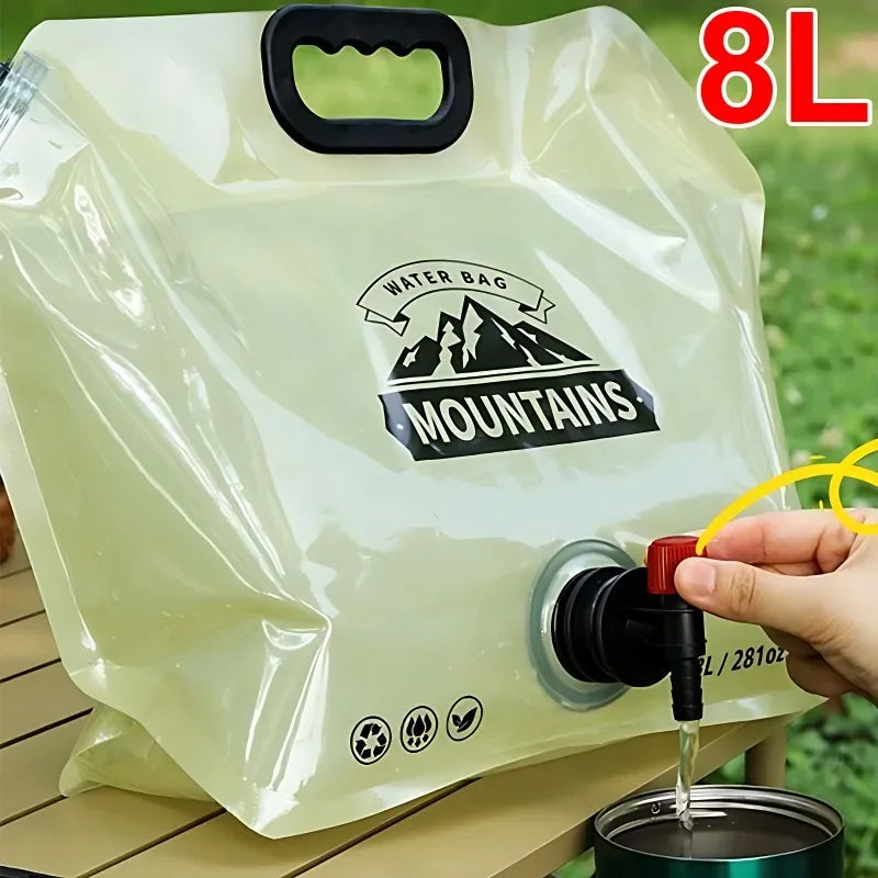 Luvikno | HydraPakx Sammenleggbar Vannbæreveske 8 L | Med Håndtak & Spout | For Camping, Fotturer & Utendørs
