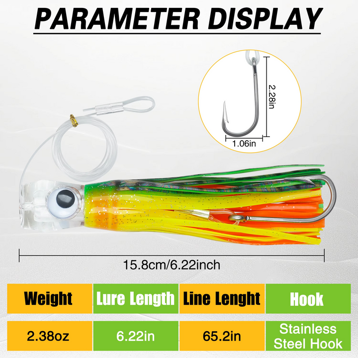5pcs Rigged Trolling Skirt Tuna Lures for Mahi, Marlin, Shark and Wahoo – Big Game Saltwater Lures Luvikno