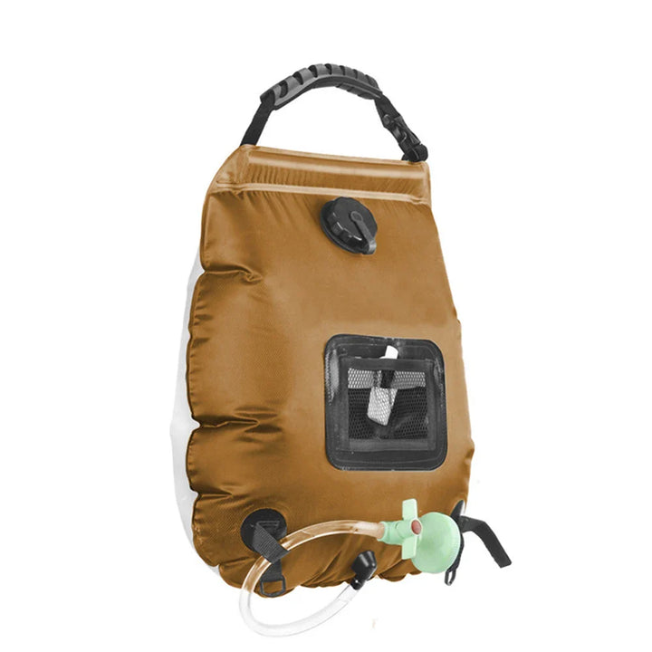 Luvikno | Soldusj SunFlow | 20L kapasitet | Bærbar & selvoppvarmende | Med dusjhode & slange