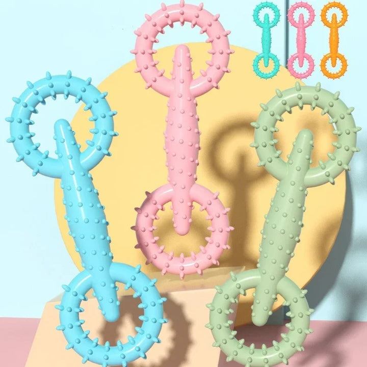 Luvikno | DentaPla Plush Toy Dog | Double Ring Design | Dental Care & Bite Resistant | 16x5.8 cm | TPR