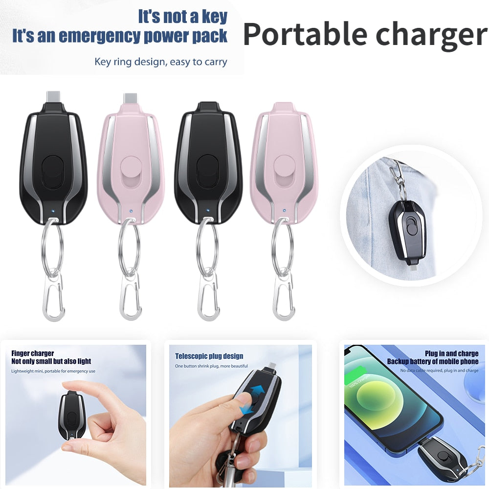 Power bank nøkkelring 1500 mAh vanntett | Luvikno