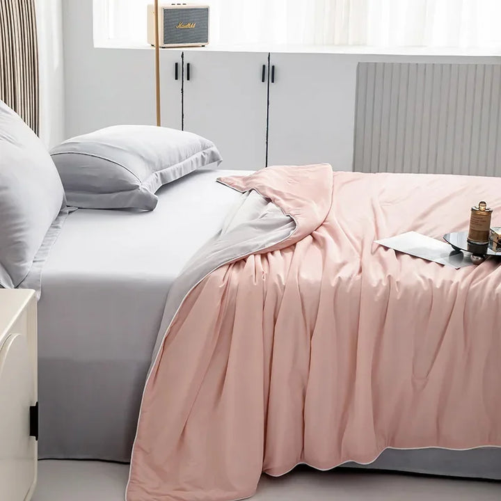 Air Condition Sommer Komforter — Ren Farge Is Silke Kjøleteppe, Lett & Glatt Twin/King Størrelse Quilt | Luvikno