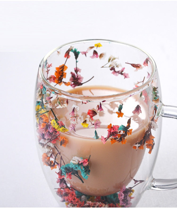 Dobbeltveggede tørkede blomster glasskop