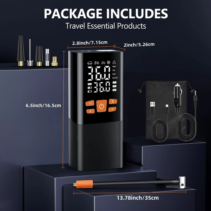 Bærbar dekkpumpe luftkompressor, 180 PSI oppladbar pumpe med 25000mAh batteri Luvikno