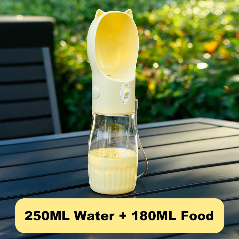 Luvikno | PetHydra Duo Dog Water Bottle with Food Bowl | 2-in-1 Outdoor Dispenser | For Small & Large Dogs & Cats