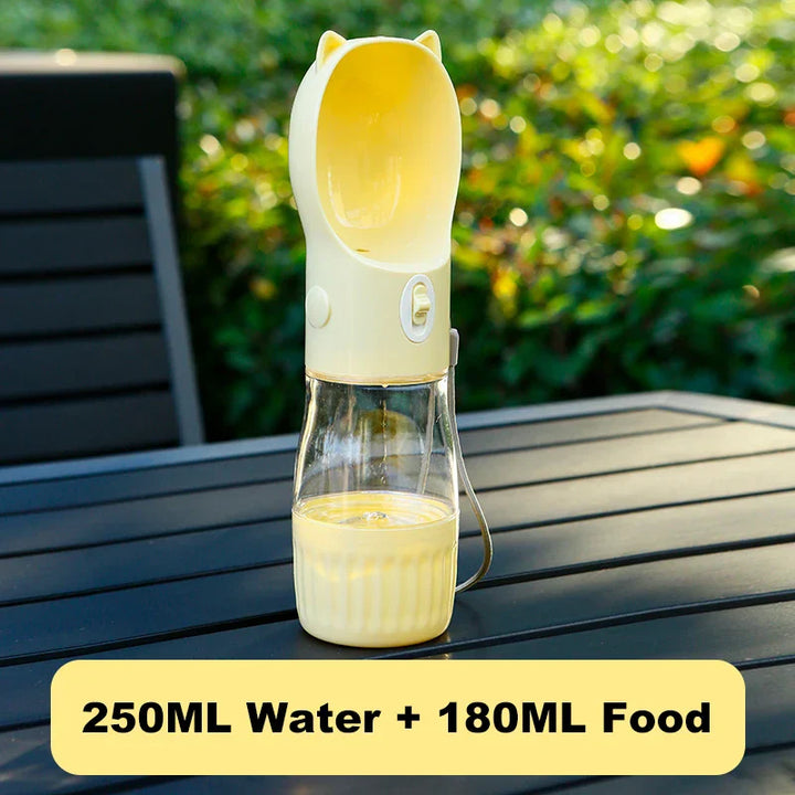 Luvikno | PetHydra Duo Dog Water Bottle with Food Bowl | 2-in-1 Outdoor Dispenser | For Small & Large Dogs & Cats