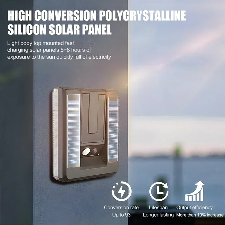 Luvikno | Solayra FoldWall Solcellevegglys | 3 Belysningsmoduser | 120° Vippbar | Med Bevegelsessensor og Skumringsbryter