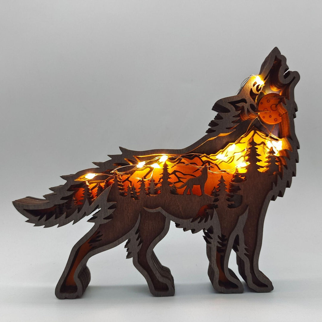 Nightglow Wooden Craft Wolf Decor | Luvikno