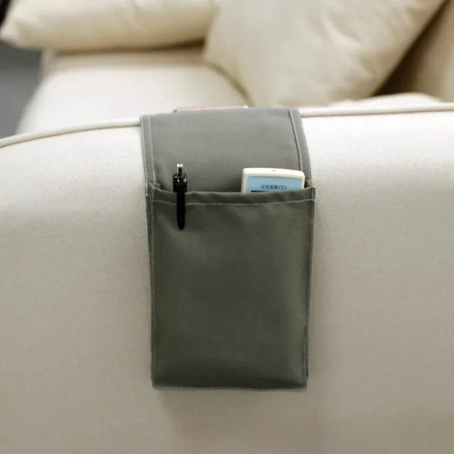 Luvikno | Restivo Seng Organizer laget av bomull-linn | Hengende oppbevaring med lommer | For fjernkontroller, bøker og tilbehør – ca. 30×20×10 cm