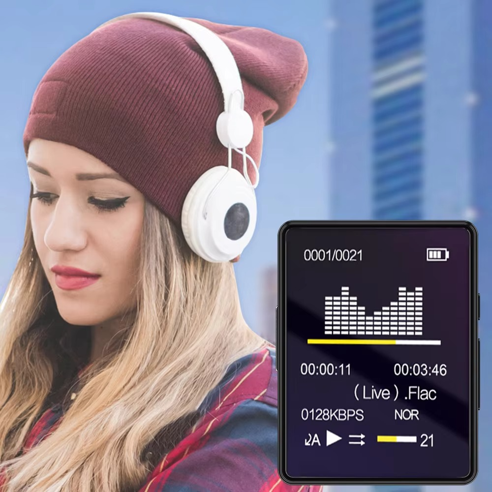 Bærbar Bluetooth MP3-spiller med HiFi-stereo, Mini MP4 videovisning, LED-skjerm og stemmeopptak Luvikno