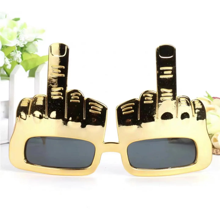 Bold Gold Middle Finger Party Solbriller | Luvikno