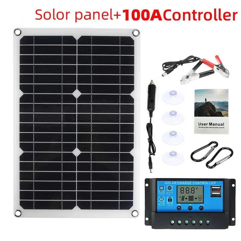 Luvikno | SolaVibe Solpanel 1200W | Fleksibelt 12V ladepanel | 2x USB & 100A laderegulator | Utendørs camping
