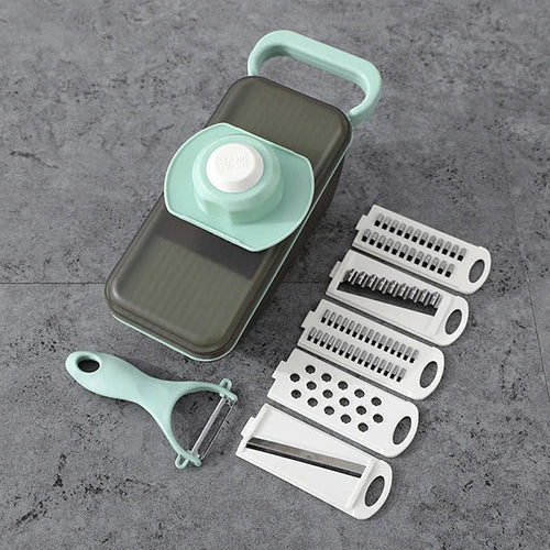Luvikno | SchnippelMeister Grønnsakskutter 5-i-1 | Multi Kutter med Innsamling Container | Rivjern, Skiver & Hakkere | BPA-fri & Oppvaskmaskin Sikker | 27×11×10 cm