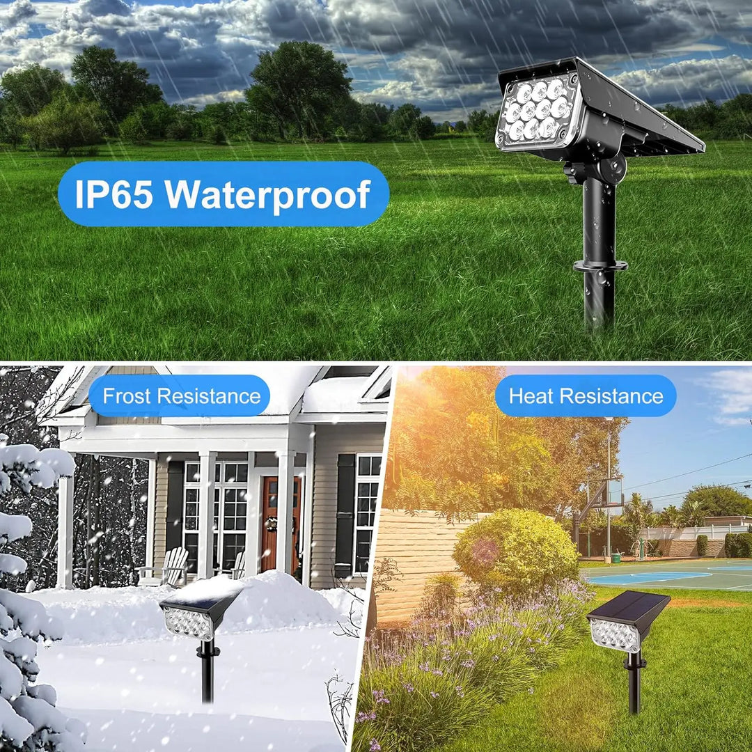 Luvikno | Solar Garden Spotlight LumiRay Sett 4 | IP65 Vanntett | Automatisk Skumringssensor | LED Landskapsbelysning