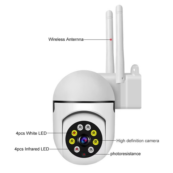 1080P PTZ WiFi sikkerhetskamera med lyd, 4X zoom, nattesyn, vanntett Luvikno