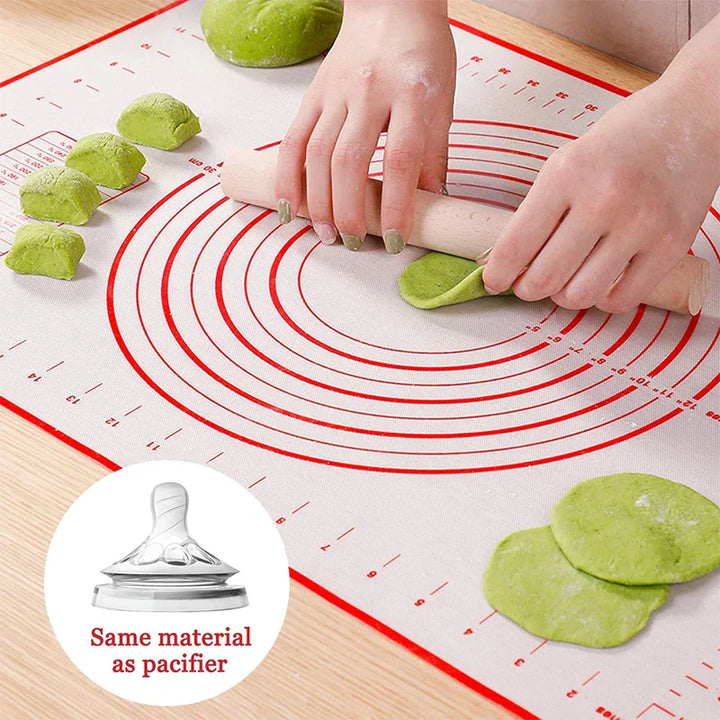 Luvikno | BakeFlex Silikon Bake Mat | Ekstra Tykk & Non-Stick | Med Måleskala | Perfekt for Utrulling av Deig, Fondant & Paideig