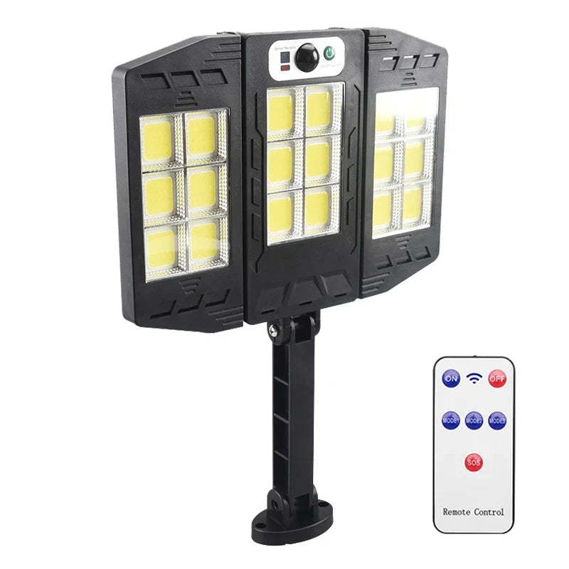 Luvikno | Solar Vegglampe LumiSeca | 800 LED-lamper Super Bright | Med bevegelsessensor | 3 lysmoduser | Vanntett for hage og utendørs