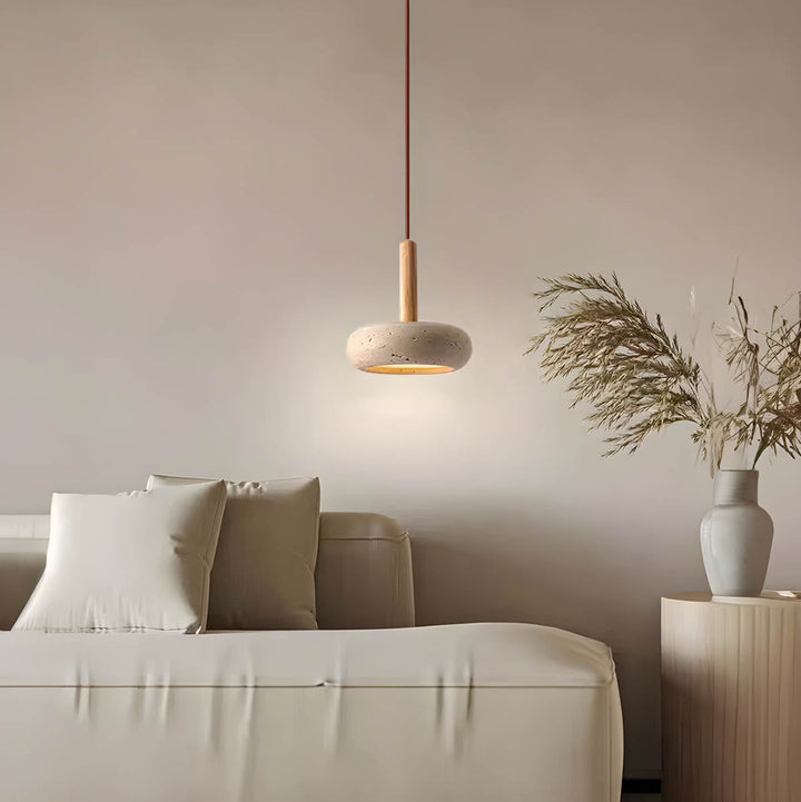 Luvikno | GlowStone Taklampe - Naturlig Travertin LED Pendellampe