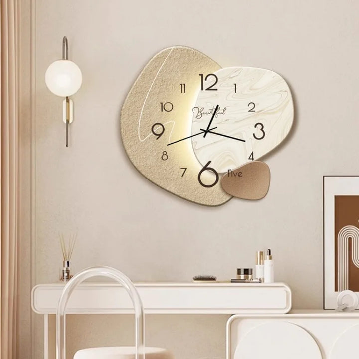 Moderne design veggklokke for stue – Stilig, stille veggklokke for elegant romdekorasjon | Luvikno