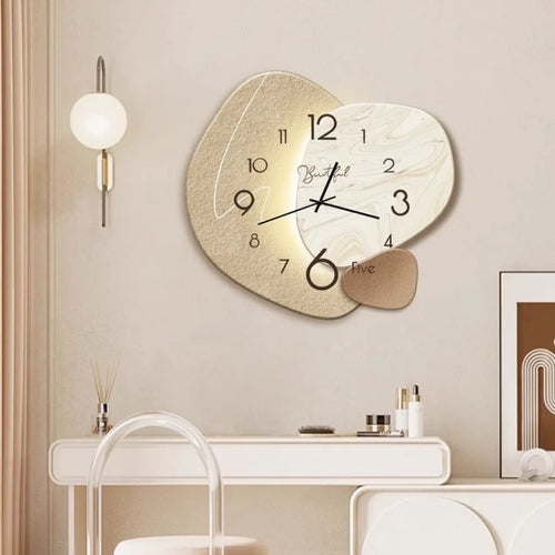 Moderne design veggklokke for stue – Stilig, stille veggklokke for elegant romdekorasjon | Luvikno