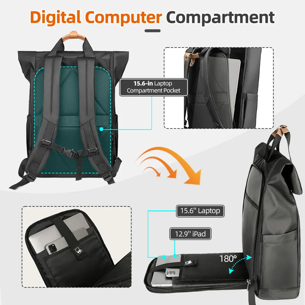 Luvikno | Multifunksjonell Herre Ryggsekk KnightShield | USB Port, Utvidbar, Vanntett, Tyverisikker