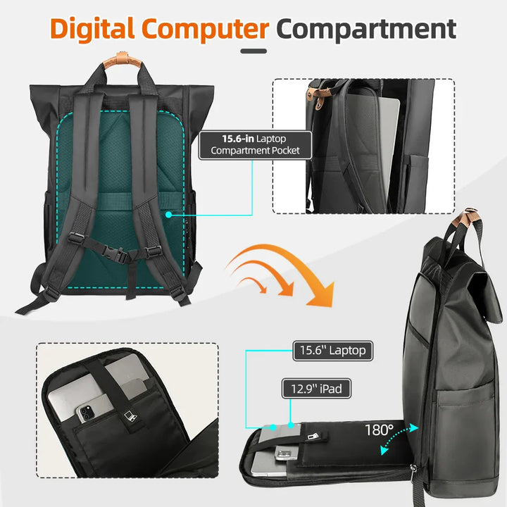 Luvikno | Multifunksjonell Herre Ryggsekk KnightShield | USB Port, Utvidbar, Vanntett, Tyverisikker