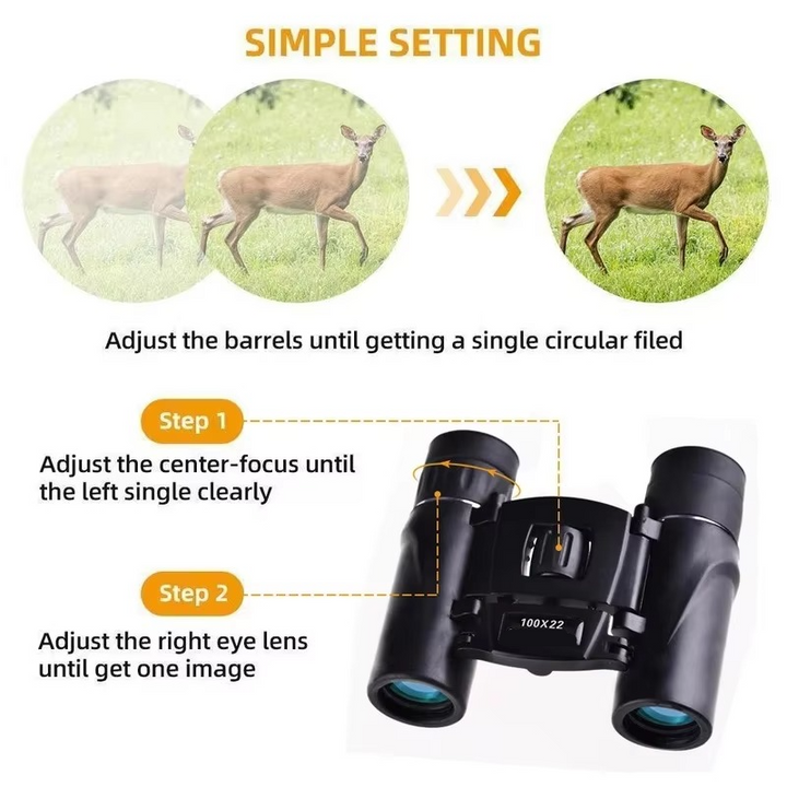 Kompakt 100x22 HD Kikkert med Langdistanse BAK4 FMC Optikk for Jakt, Sport, Camping og Reiser Luvikno