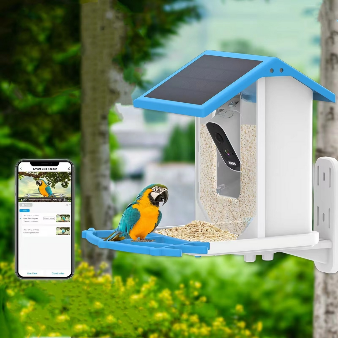 Solcelledrevet smart fuglemater med HD AI-kamera Luvikno