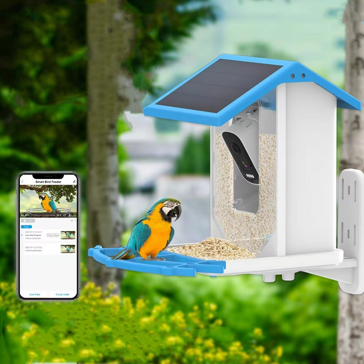 Solcelledrevet smart fuglemater med HD AI-kamera Luvikno