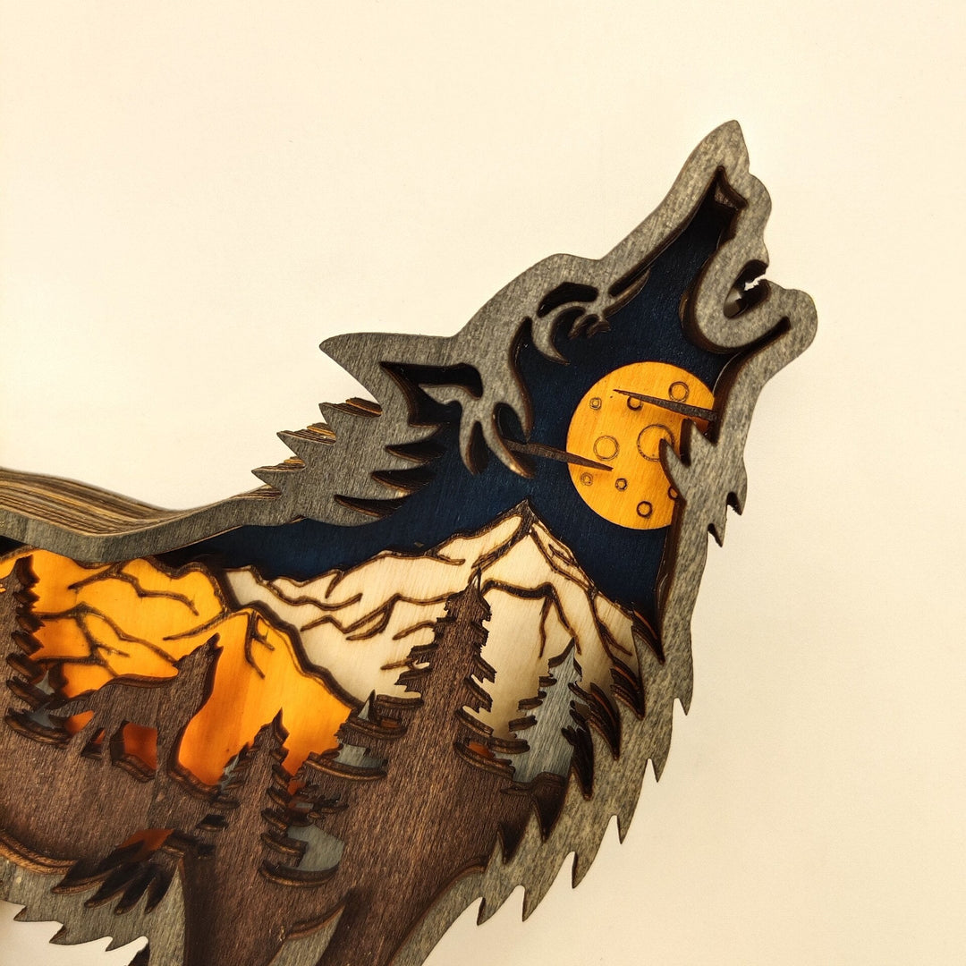 Nightglow Wooden Craft Wolf Decor | Luvikno