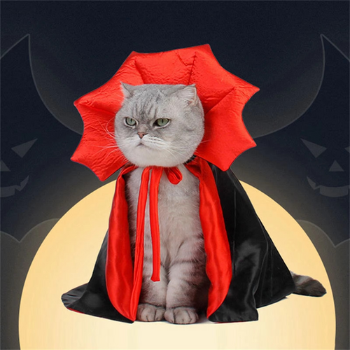 Halloween Cape Kostyme for Katter og Små Hunder – Myk Kappe for Kjæledyr Cosplay og Høytidsfester Luvikno
