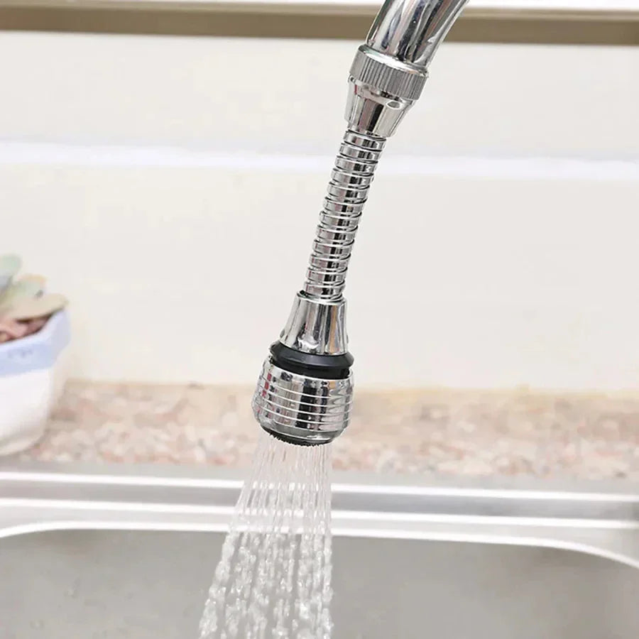 AquaFlex Steel – Rustfritt stål kranforlengelse med 360° rotasjon og vannbesparende funksjon Luvikno
