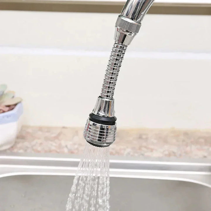AquaFlex Steel – Rustfritt stål kranforlengelse med 360° rotasjon og vannbesparende funksjon Luvikno