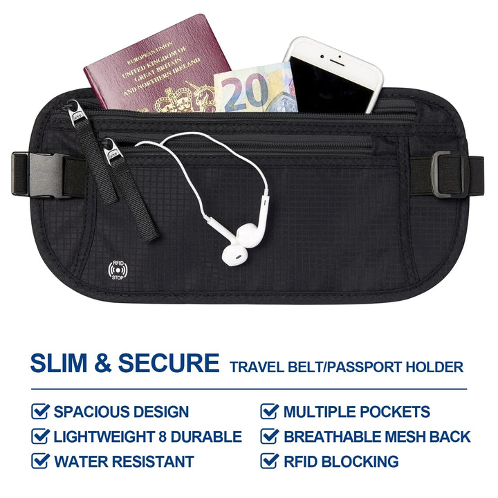 Luvikno | SafeTraveler Midjeveske | RFID Beskyttelse | Skjult Sikkerhetslomme | For Menn & Kvinner