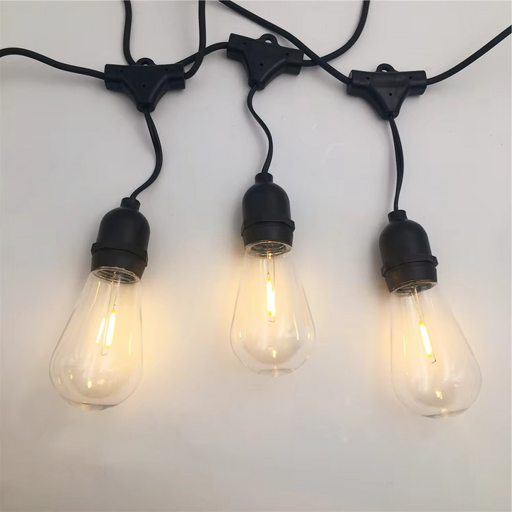 Vanntette LED Edison utendørs lyskilder for hager, terrasser og fester Luvikno