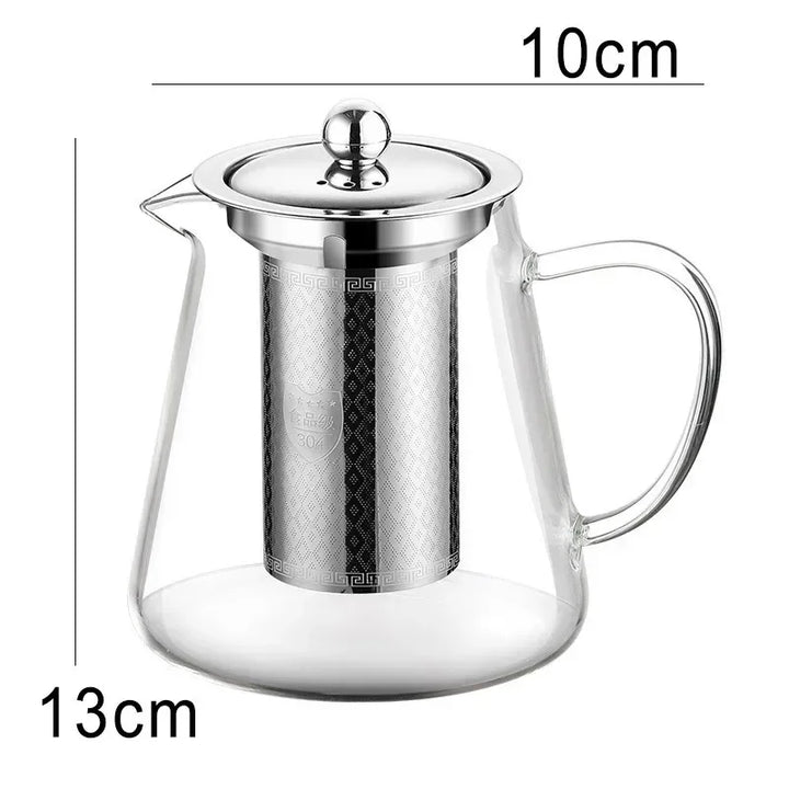 Luvikno | 450ml-950ml Varmeresistent Glass Teapot – Rustfritt Stål Tefilter, Blomsterkjele for Kung Fu Te, Puer og Oolong Te