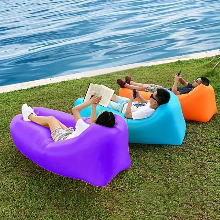 Luvikno | Oppblåsbar Lounge Sofa | Uten Pumpe & med Hodepute | AirLoungeGo Utendørs Sofa 190×70 cm – Bærbar & Vanntett