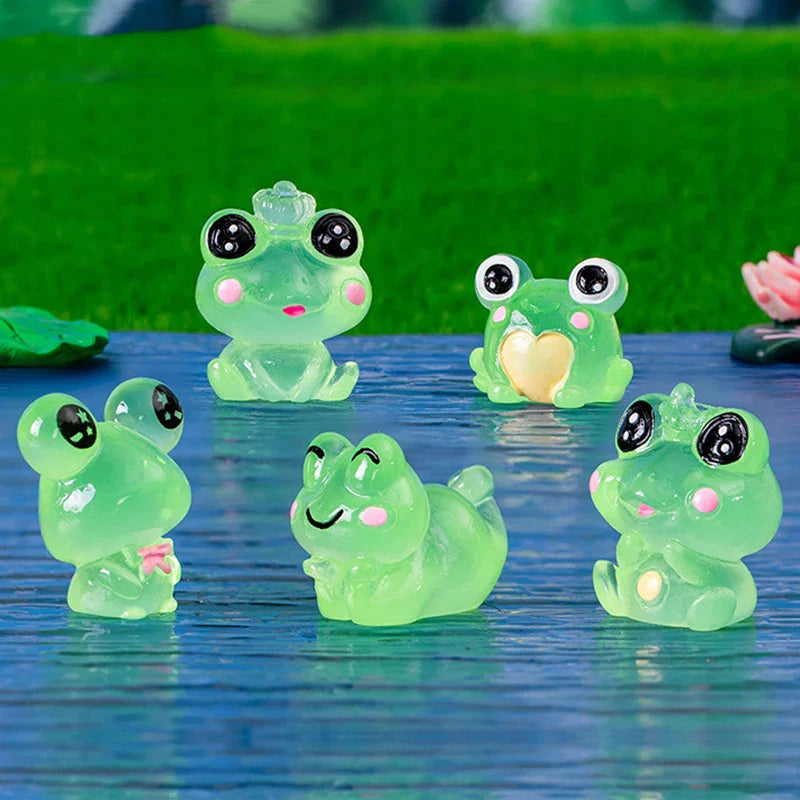 Luvikno | LumoFrosch Figursett | Glødende Mini Frosker | For Hage med Feer, Akvarium & Dekorasjon