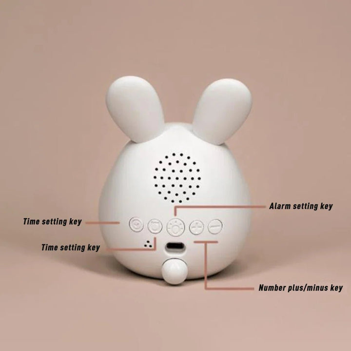 Kaninhode formet barneklokke med LED nattlys - BunniGlow | Luvikno